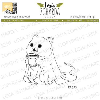 Lesia Zgharda Ghost Kitty Coffee Clear Stamp Set fa273