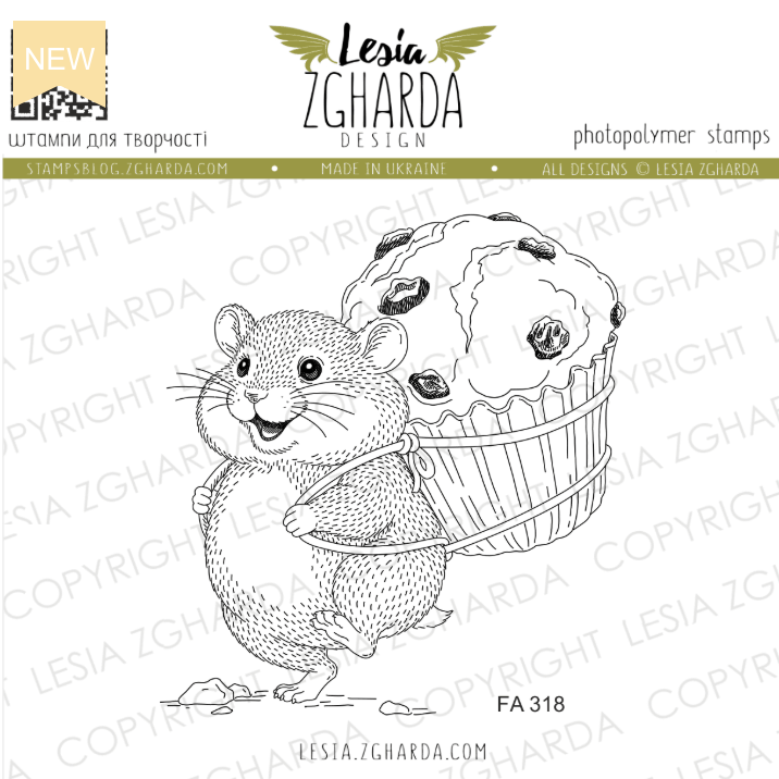 Lesia Zgharda Hampster with Cupcake Clear Stamp Set fa319
