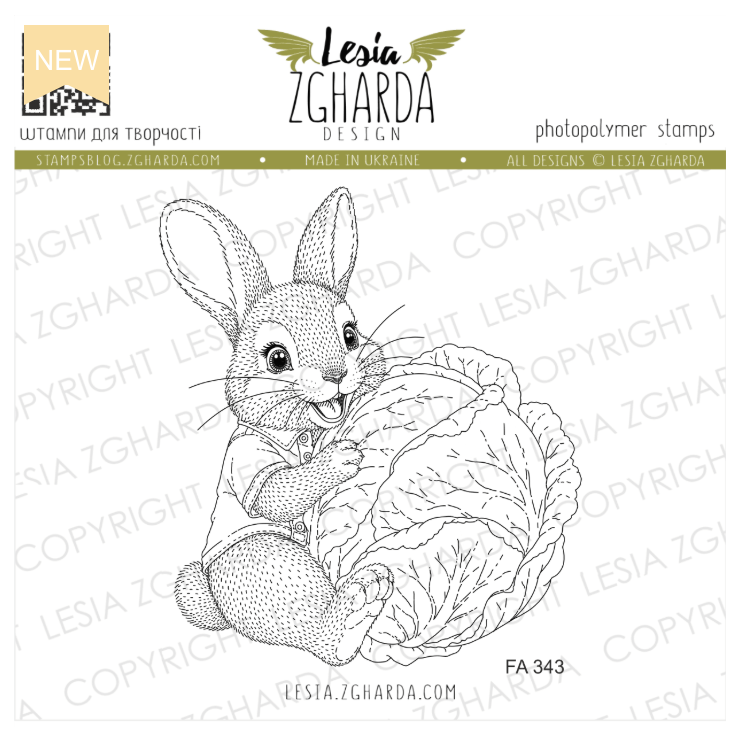 Lesia Zgharda Happy Bunny with Cabbage Clear Stamp Set fa343