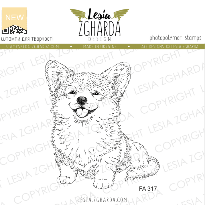 Lesia Zgharda Happy Corgi Clear Stamp Set fa317