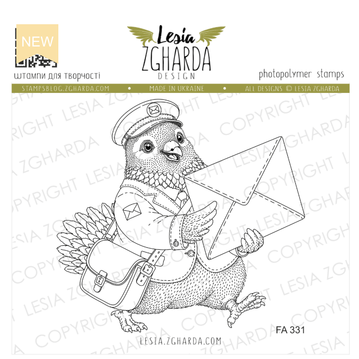 Lesia Zgharda Happy Post Pigeon Clear Stamp Set fa331