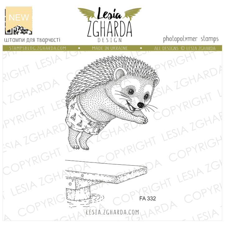 Lesia Zgharda Hedgehog Diving Clear Stamp Set fa332