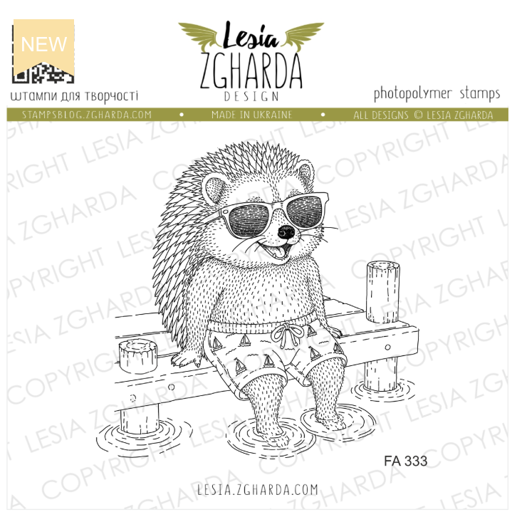 Lesia Zgharda Hedgehog Relaxing Clear Stamp Set fa333