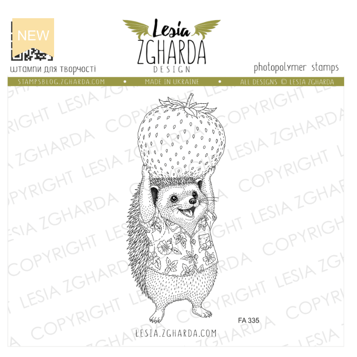Lesia Zgharda Hedgehog Strawberry Clear Stamp Set fa335