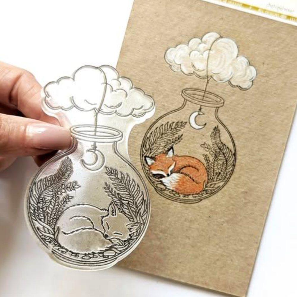 Lesia Zgharda Jar of Fox Forest Dreams Clear Stamp Set re113 color