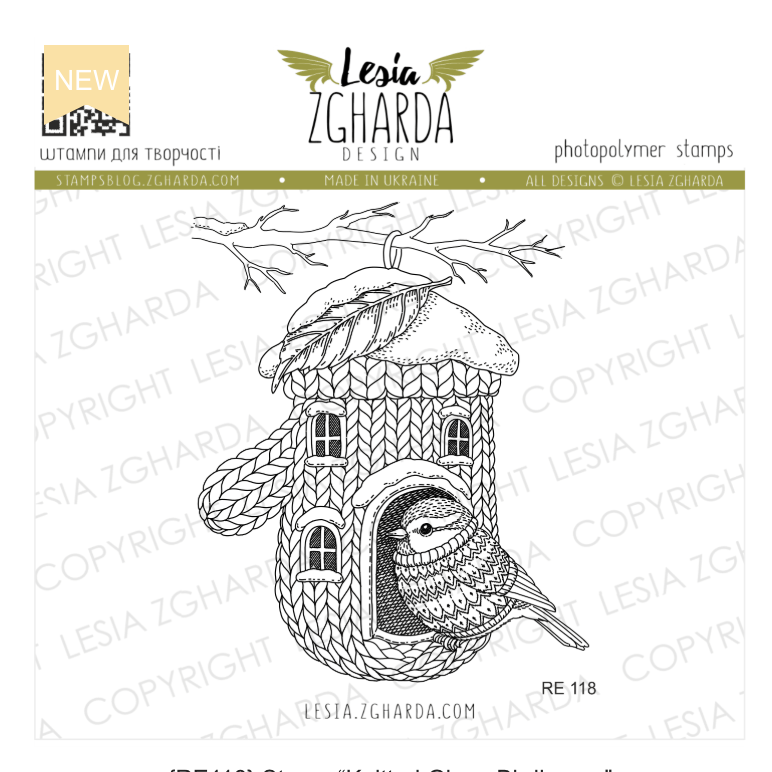 Lesia Zgharda Knitted Glove Birdhouse Clear Stamp Set re118