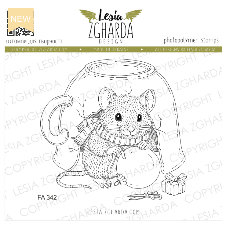 Lesia Zgharda Mouse by the Burrow Mug Clear Stamp Set fa342
