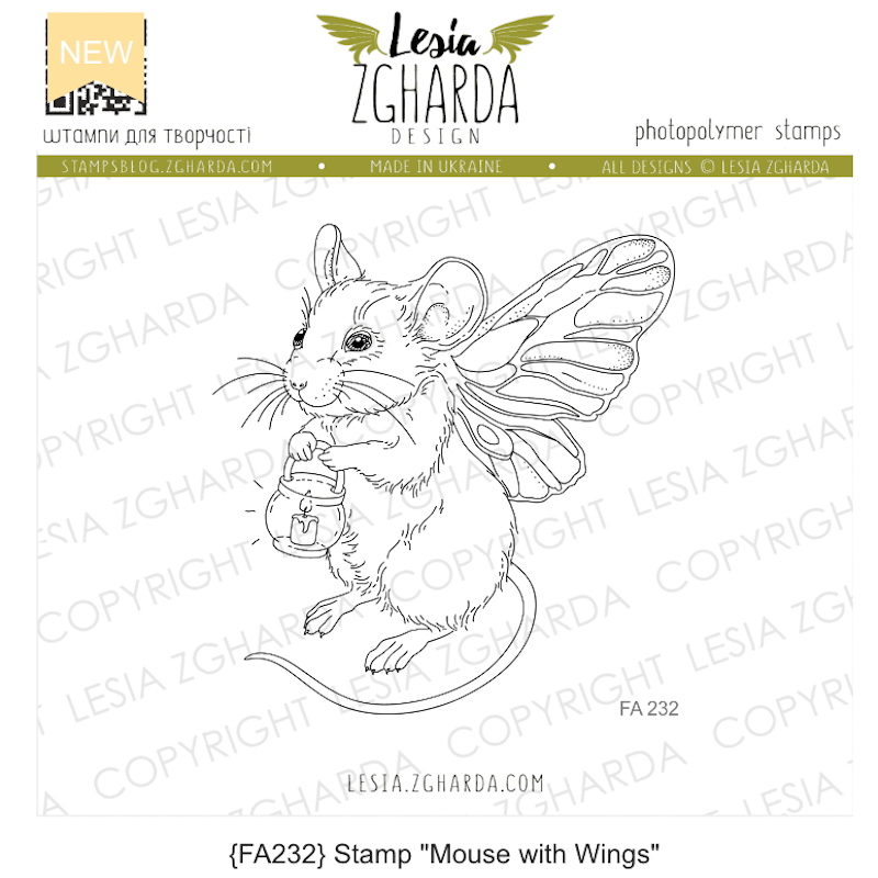 Lesia Zgharda Mouse with Wings Clear Stamp fa232