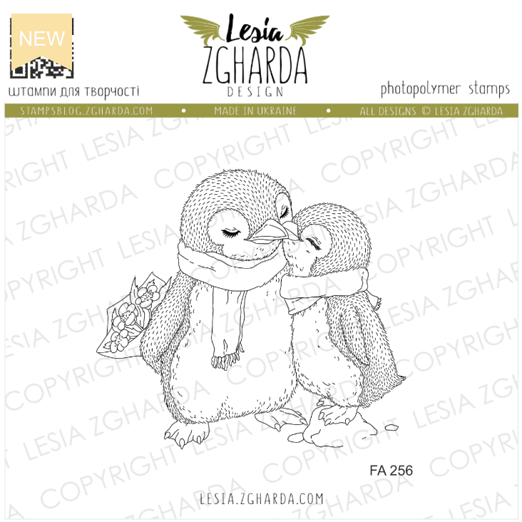 Lesia Zgharda Penguins in Love Clear Stamp Set fa256