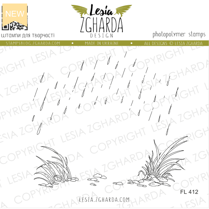 Lesia Zgharda Rain Pattern Clear Stamp Set fl412