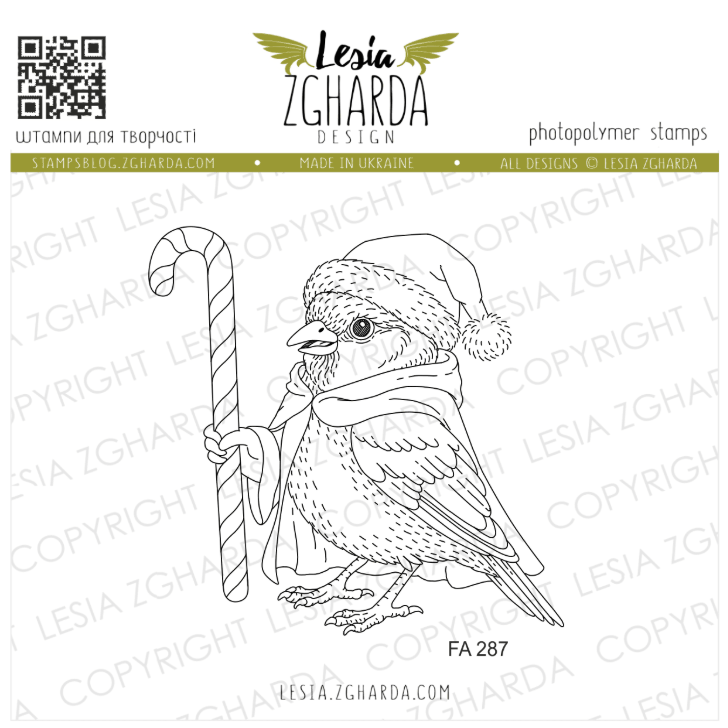 Lesia Zgharda Santa Christmas Bird Clear Stamp Set fa287