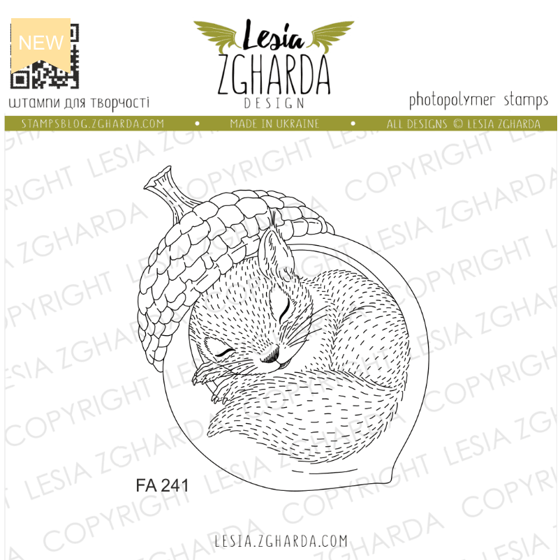 Lesia Zgharda Sleeping Squirrel Clear Stamp Set fa241