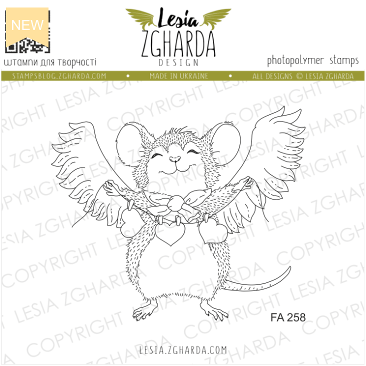 Lesia Zgharda Winged Love Mouse Clear Stamp Set fa258
