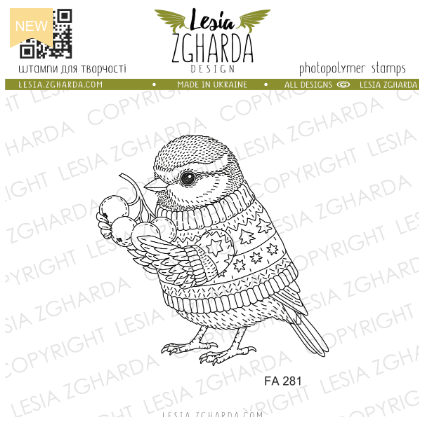 Lesia Zgharda Winter Bird with Berries Clear Stamp Set fa281