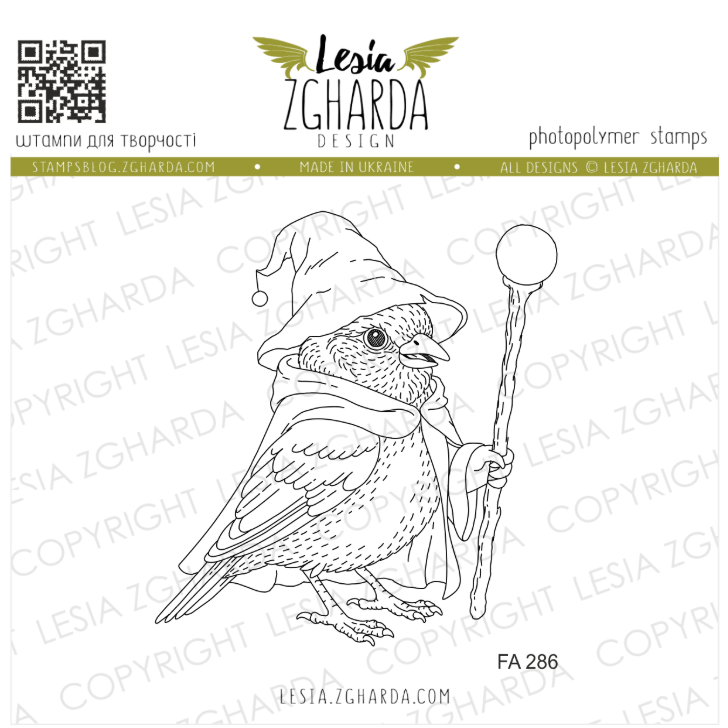 Lesia Zgharda Wizard Bird Clear Stamp Set fa286
