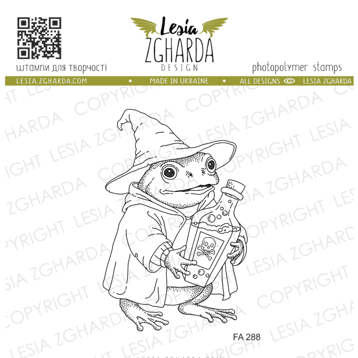 Lesia Zgharda Wizard Frog with Potion Clear Stamp Set fa288