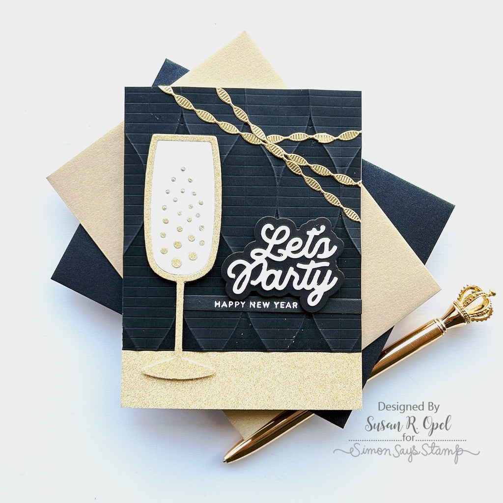 Simon Says Stamp Let's Party Wafer Dies sssd112865 Diecember New Years Card