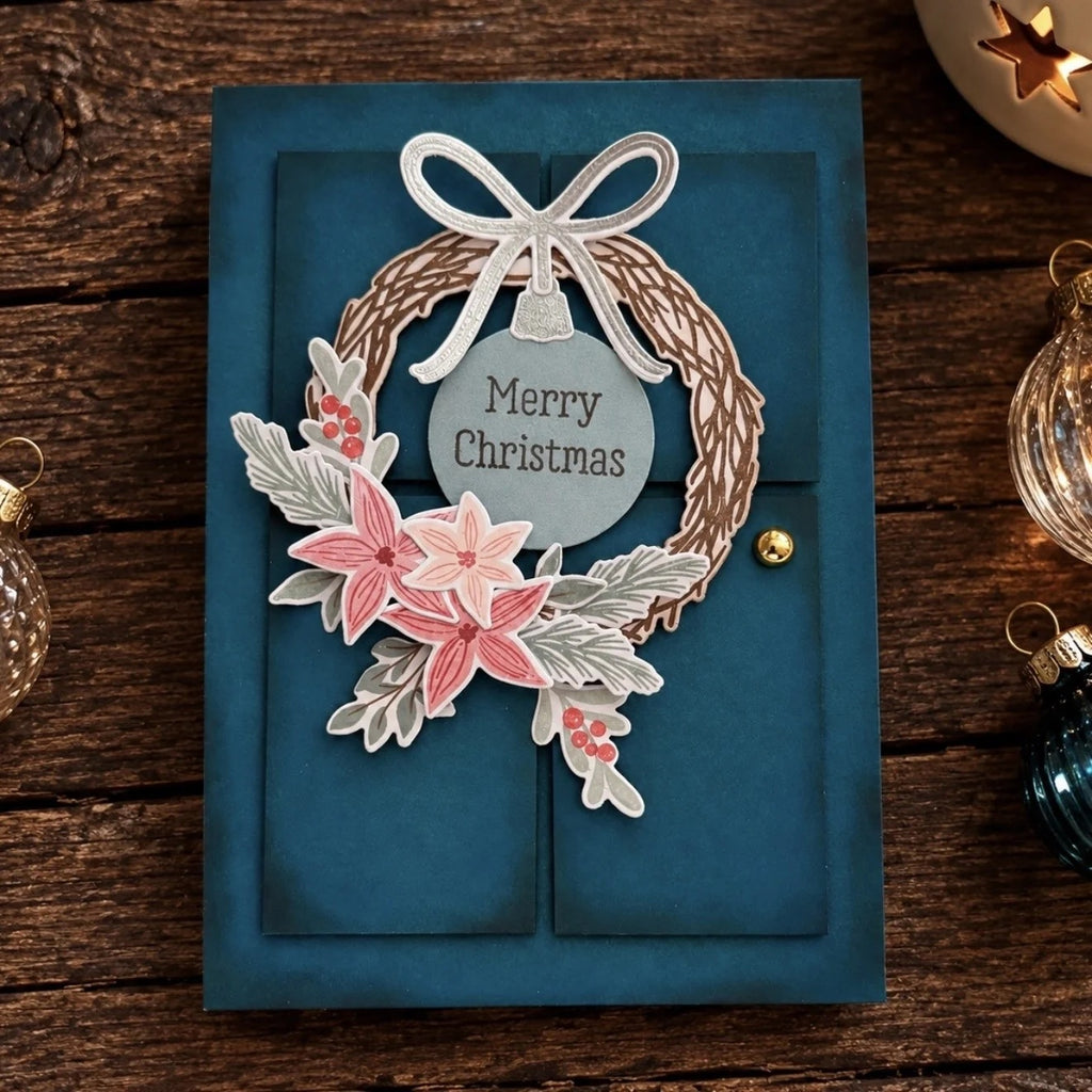 Liane-Papertrey Ink Holiday Wreath Dies pti-1141 merry christmas card