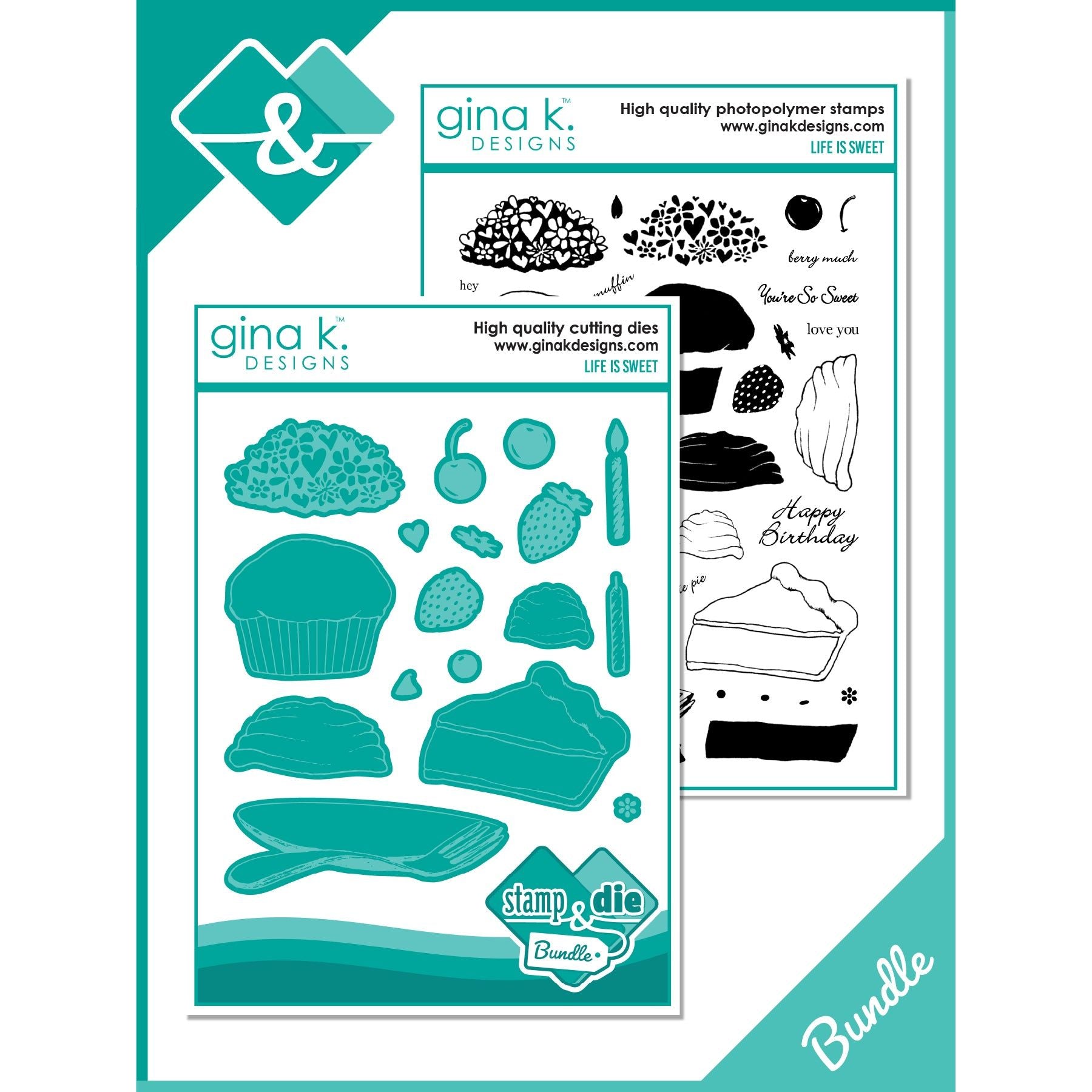 Gina K Designs Life is Sweet Clear Stamp and Die Bundle die0395