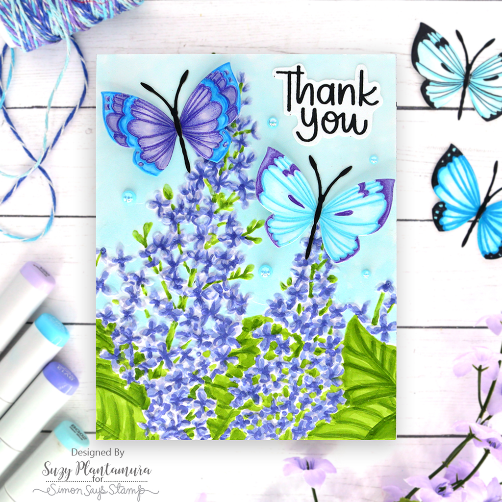 Simon Says Stamp Embossing Folder Lilac Clusters sf323 Out Of This World Thanks Card | color-code:ALT02