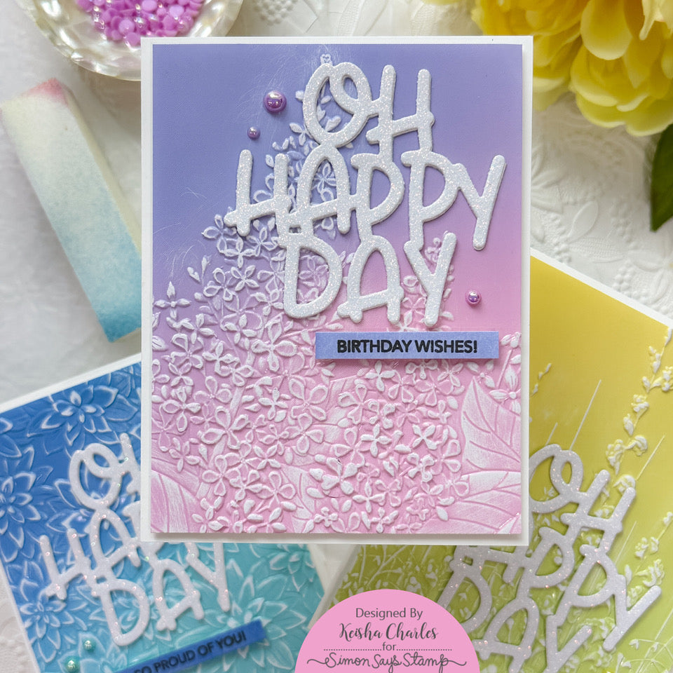 Simon Says Stamp Embossing Folder Lilac Clusters sf323 Out Of This World Happy Day Card | color-code:ALT03