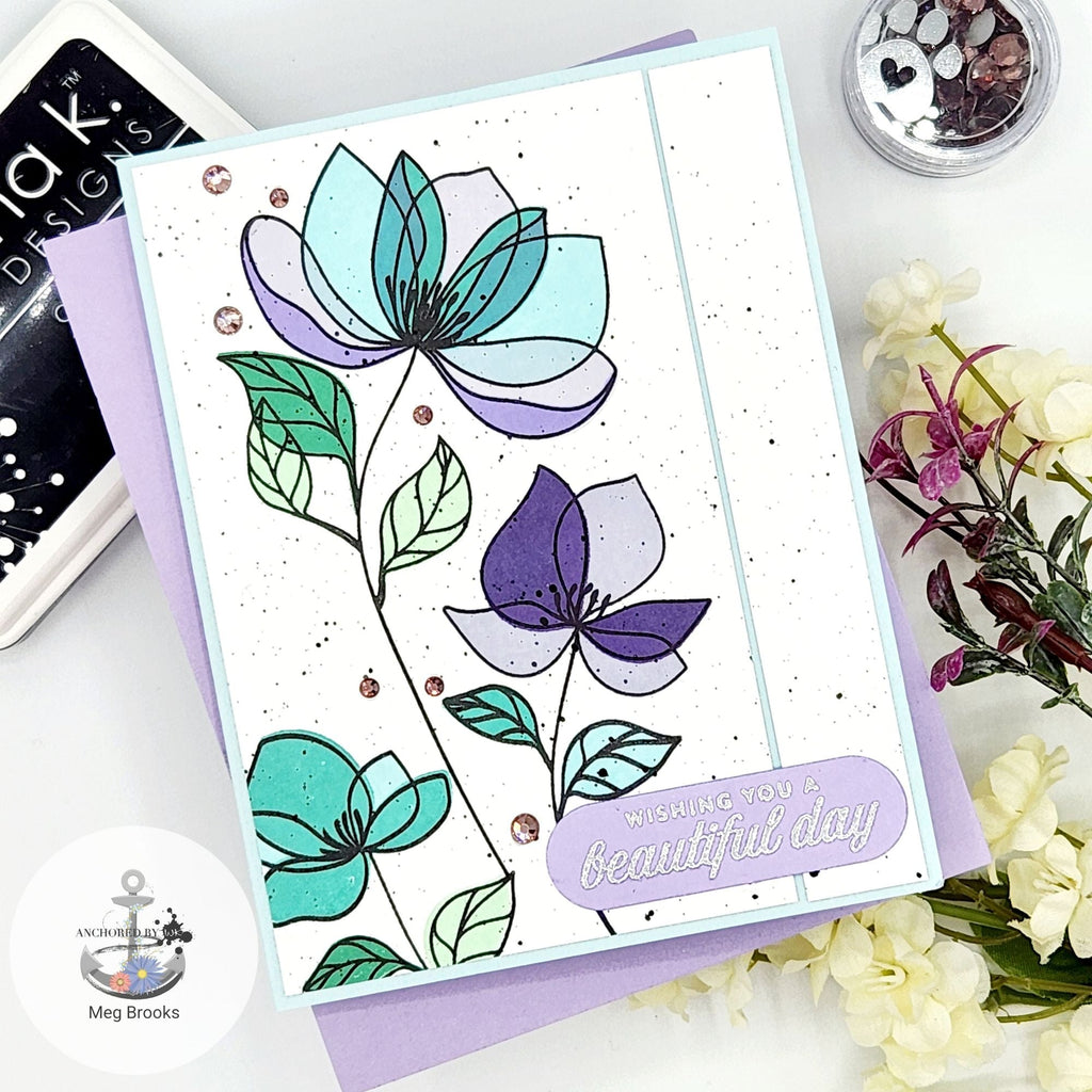 Simon Says Stamp Pawsitively Dazzling Gems Lilac se106 Be Bold Beautiful Day Card