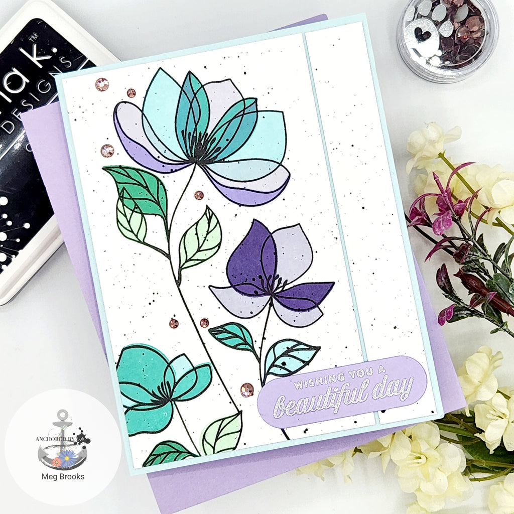 Simon Says Stamp Pawsitively Dazzling Gems Lilac se106 Be Bold Beautiful Day Card