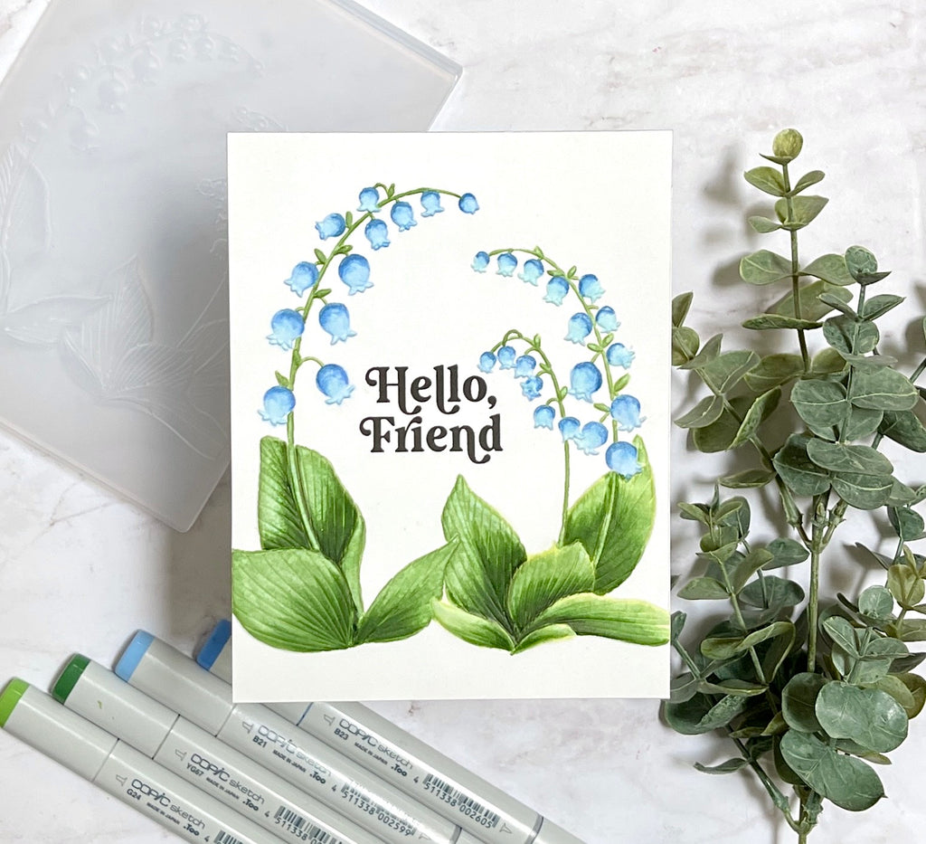 Simon Says Stamp Embossing Folder Lily Of The Valley Arch sf407 Be Bold Friend Card | color-code:ALT01