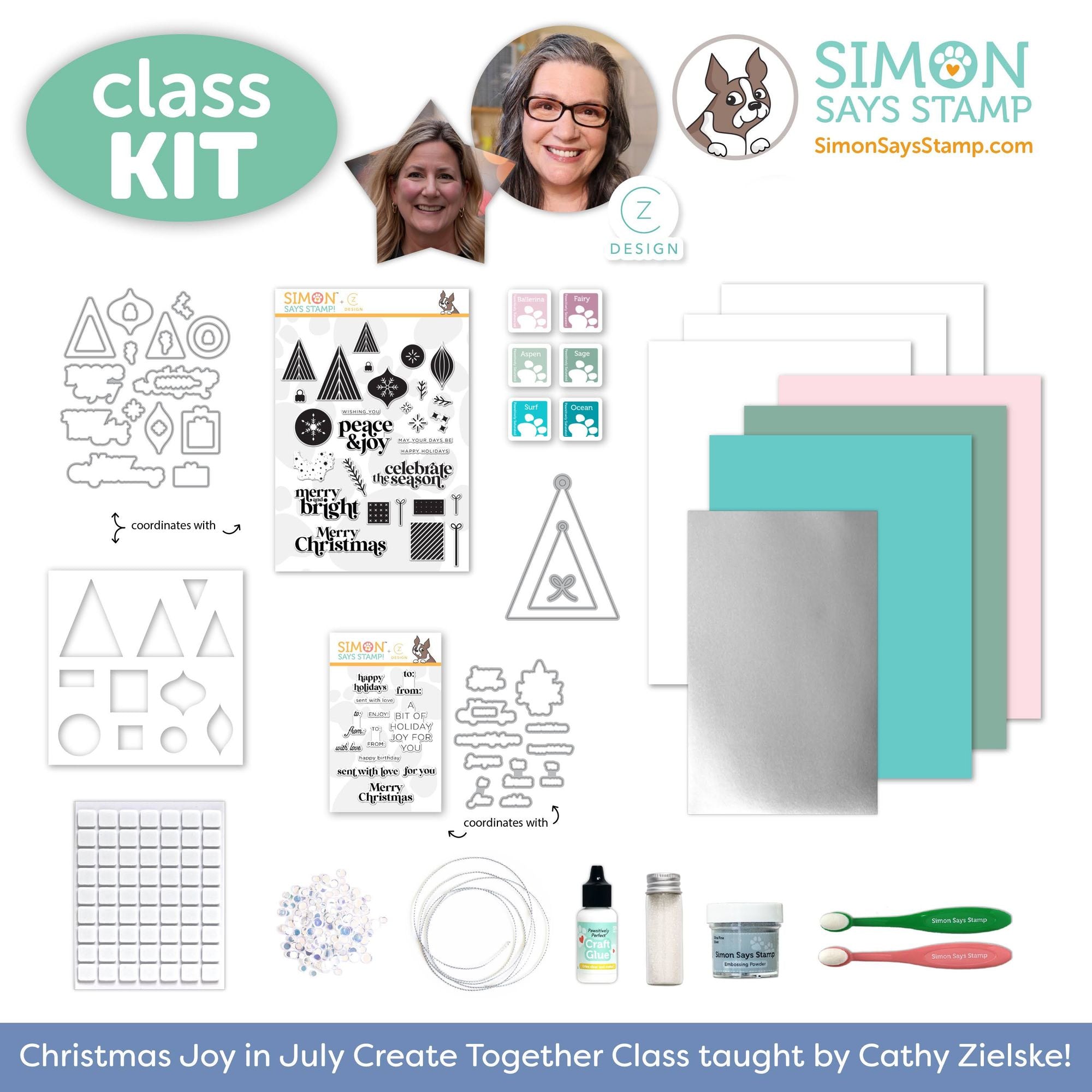 Limited Edition Simon Says Stamp CZ Design Christmas Joy in July Kit + LIVE CLASS ckcz26 flat lay