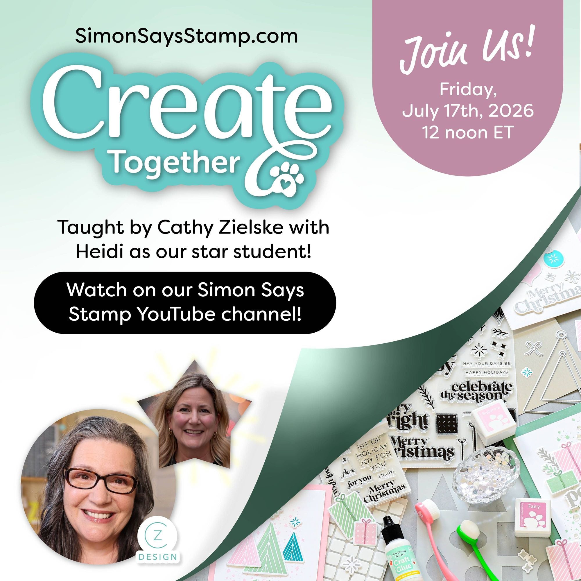 Limited Edition Simon Says Stamp CZ Design Christmas Joy in July Kit + LIVE CLASS ckcz26 livestream notice