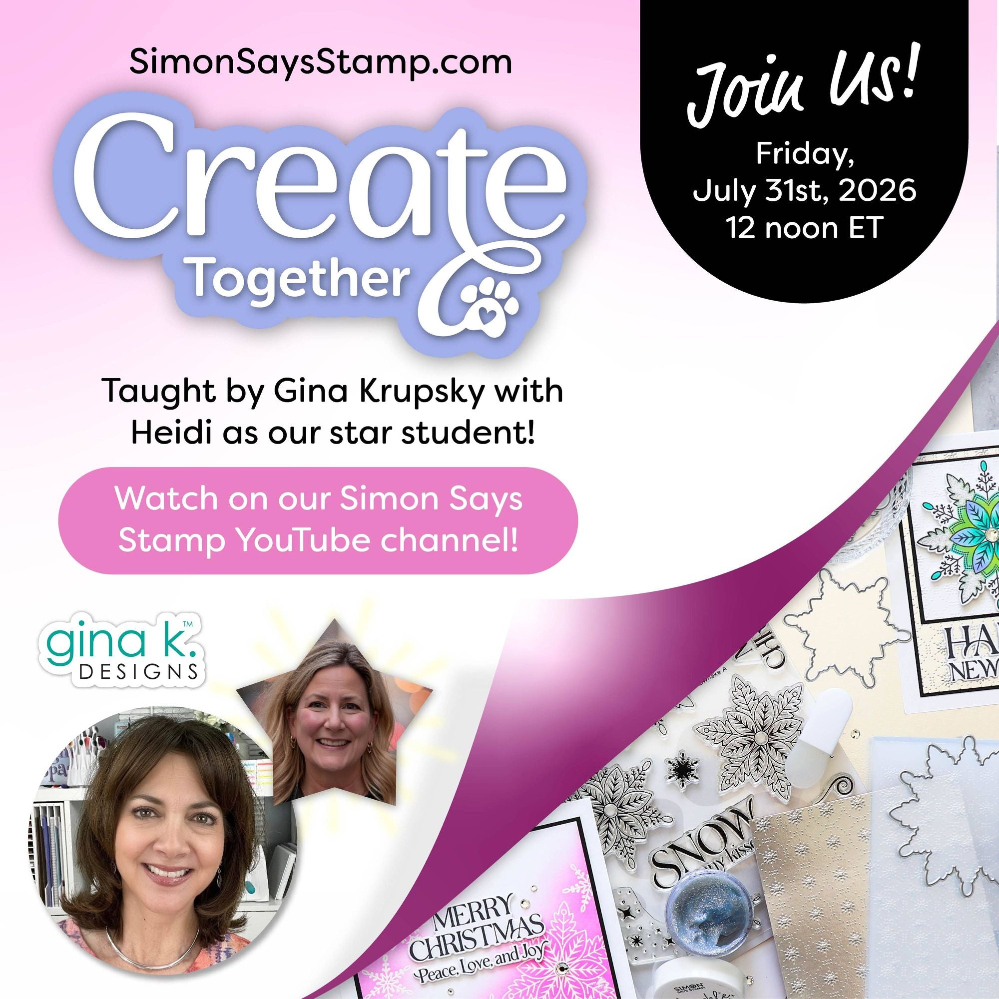 Limited Edition Simon Says Stamp Gina K Designs Christmas Star Flakes in July Kit + LIVE CLASS ckgkd26 live annoucement