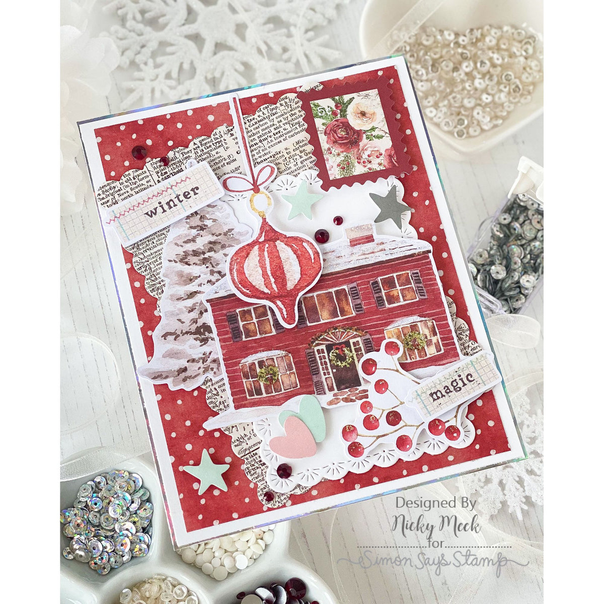 Limited Edition Simon Says Stamp STAMPtember® Card Kit Cozy and Bright  Holiday Card Red Nicky Meek