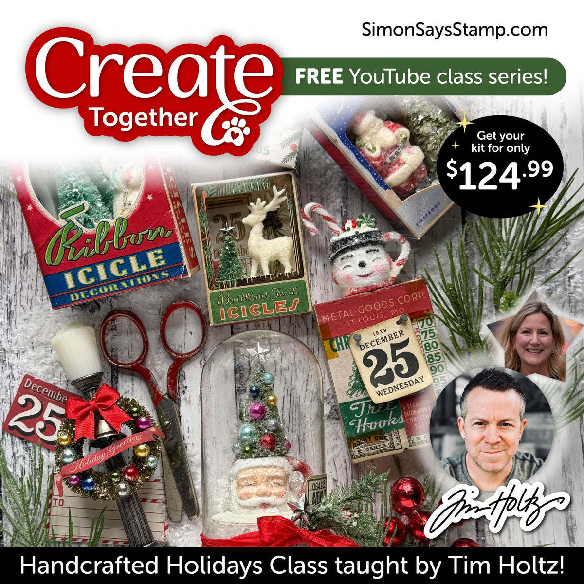 Limited Edition Simon Says Stamp Tim Holtz Handcrafted Holidays Kit + LIVE CLASS