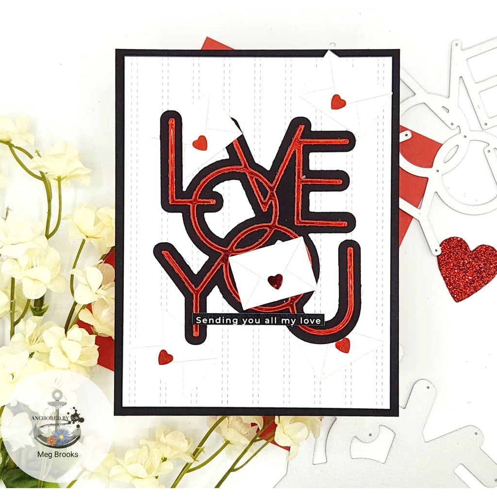 Simon Says Stamp Lined Love You Wafer Dies sssd112984 Smitten Love You Card