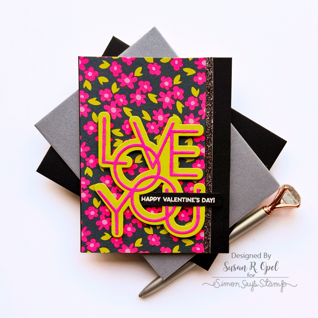 Simon Says Stamp Lined Love You Wafer Dies sssd112984 Smitten Love You Card