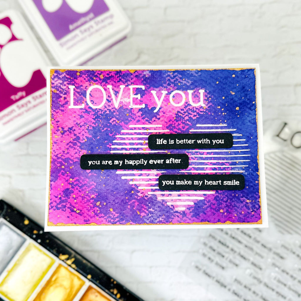 Simon Says Clear Stamps Lined Heart 3150ssc To Be Loved Love Card