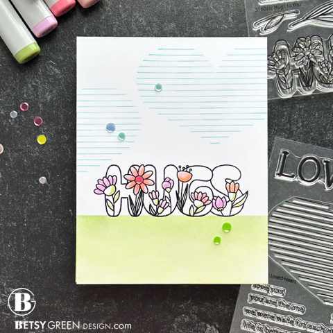 Simon Says Clear Stamps Lined Heart 3150ssc To Be Loved Hugs Card