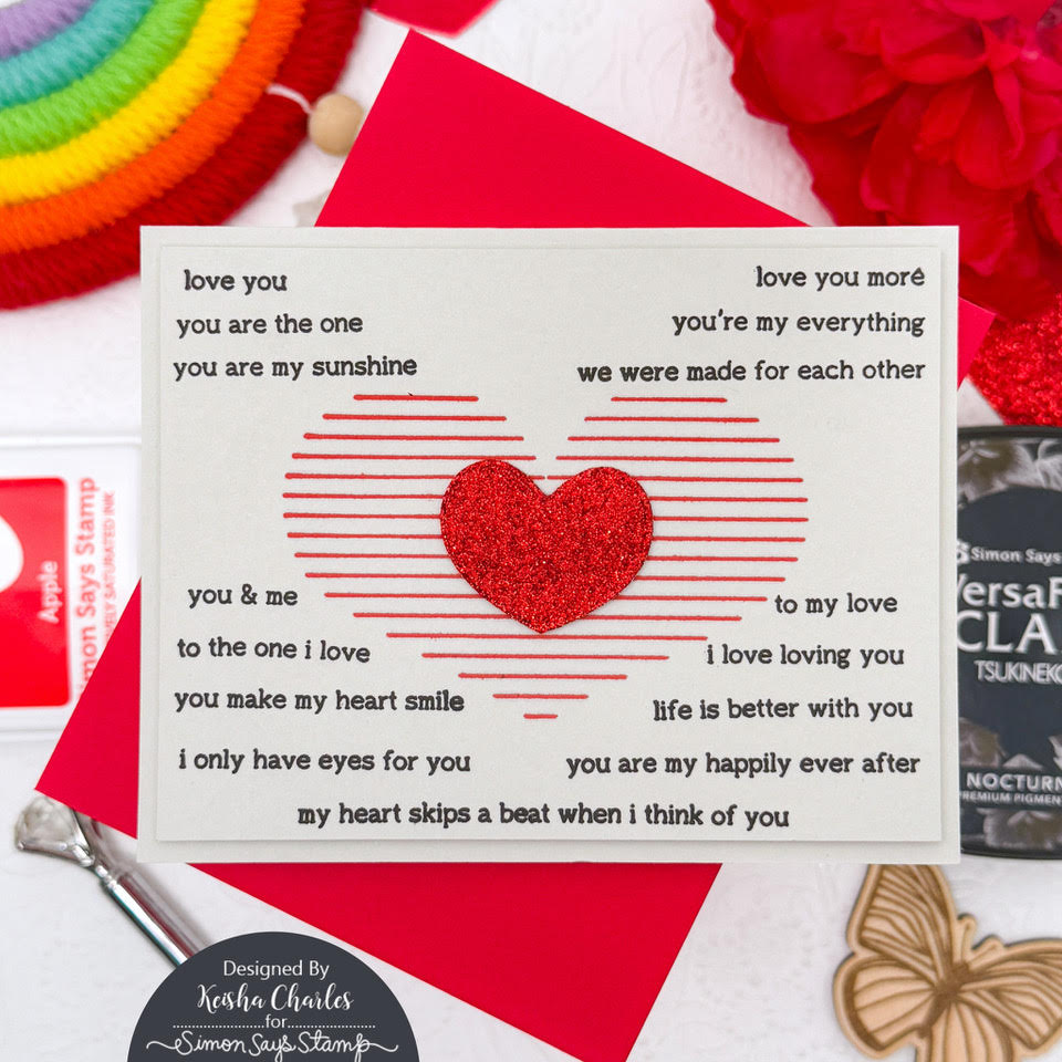 Simon Says Clear Stamps Lined Heart 3150ssc To Be Loved Love Card | color-code:ALT04