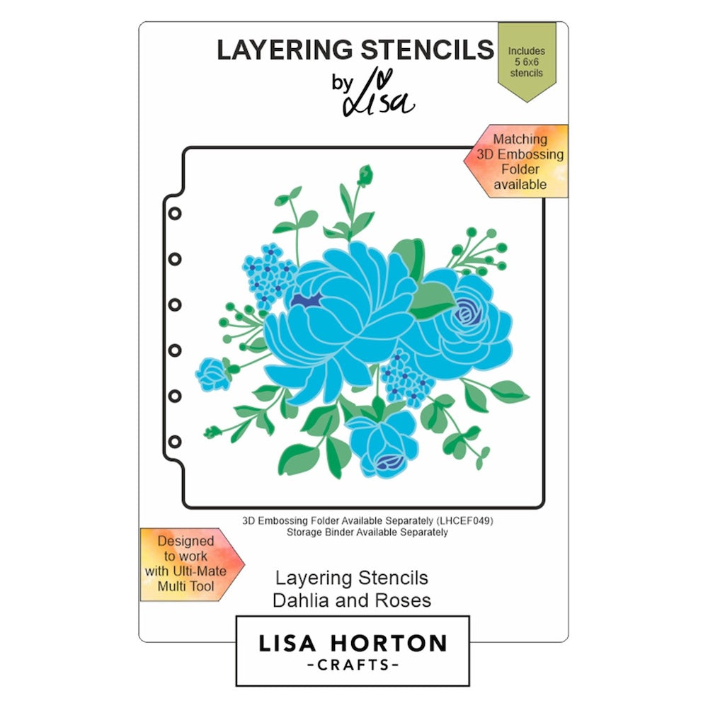 Lisa Horton Crafts Dahlia And Roses Stencil Set lhcas025