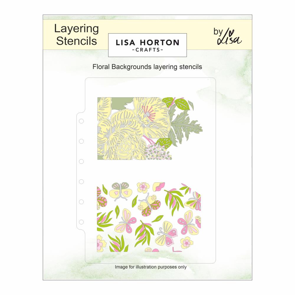 Lisa Horton Crafts Floral Background Tags Layering Stencils and Die Set lhcas240