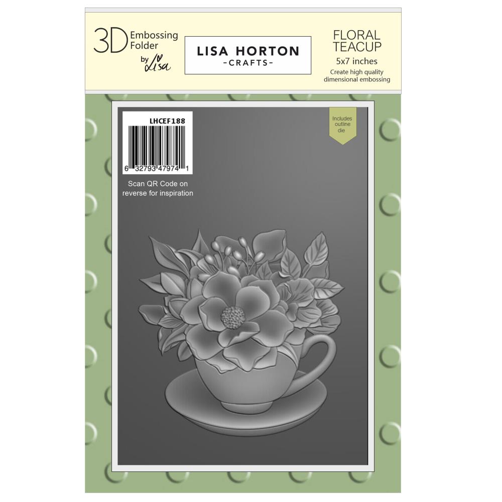Lisa Horton Crafts Floral Teacup Embossing Folder and Die Set lhcef188