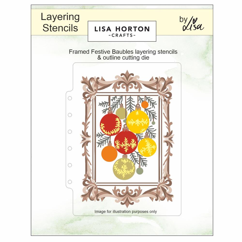 Lisa Horton Crafts Framed Festive Baubles Stencil and Die Set lhcas205