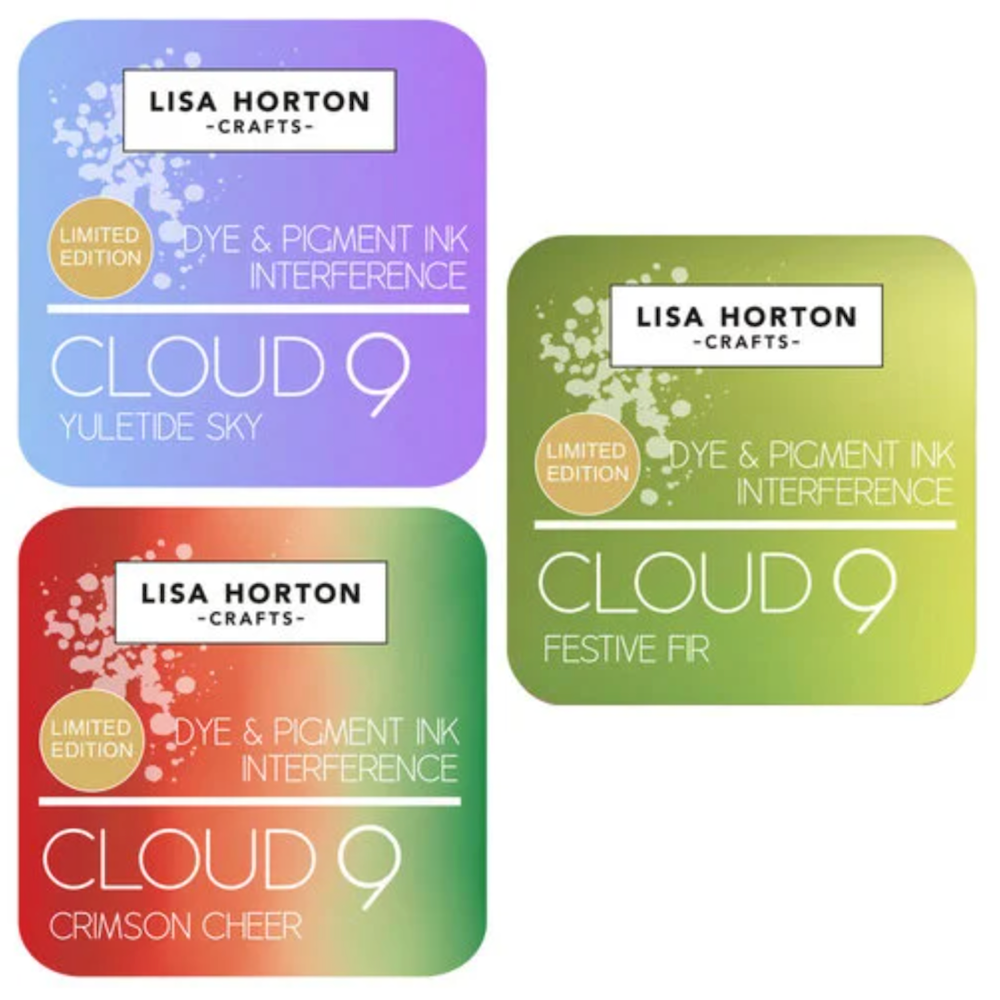 Lisa Horton Crafts Interference Crimson Cheer Festive Fir and Yuletide Sky Set of 3 Limited Edition Ink Pads lhcip178