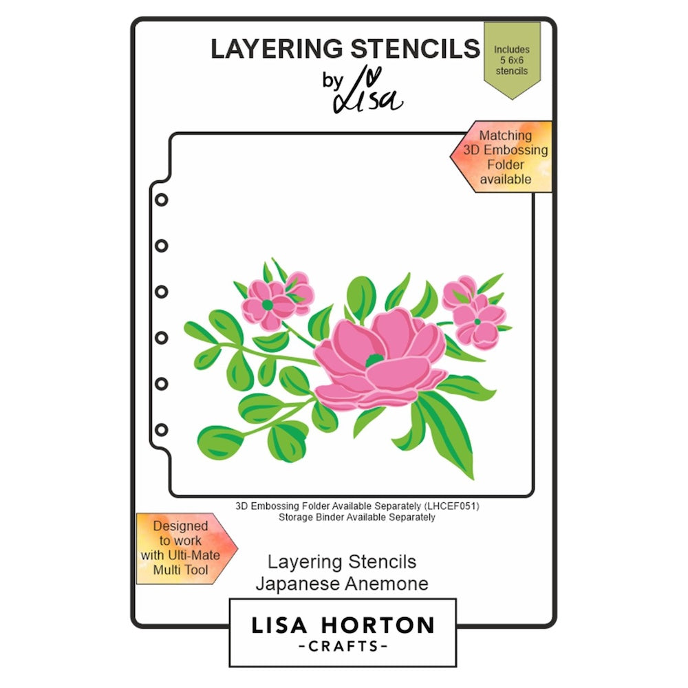 Lisa Horton Crafts Japanese Anemone Stencil Set lhcas027
