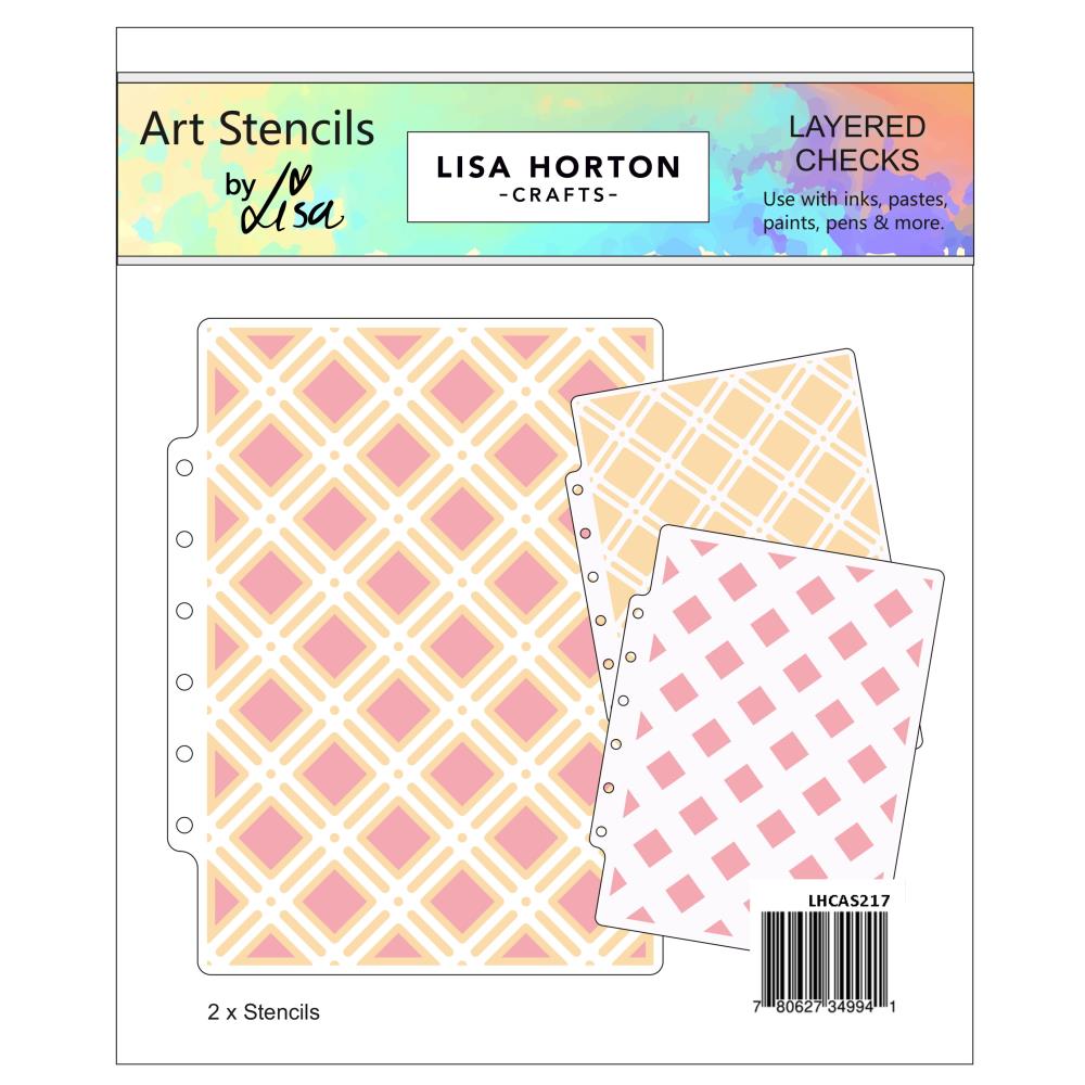 Lisa Horton Crafts Layered Checks Stencil Set lhcas217