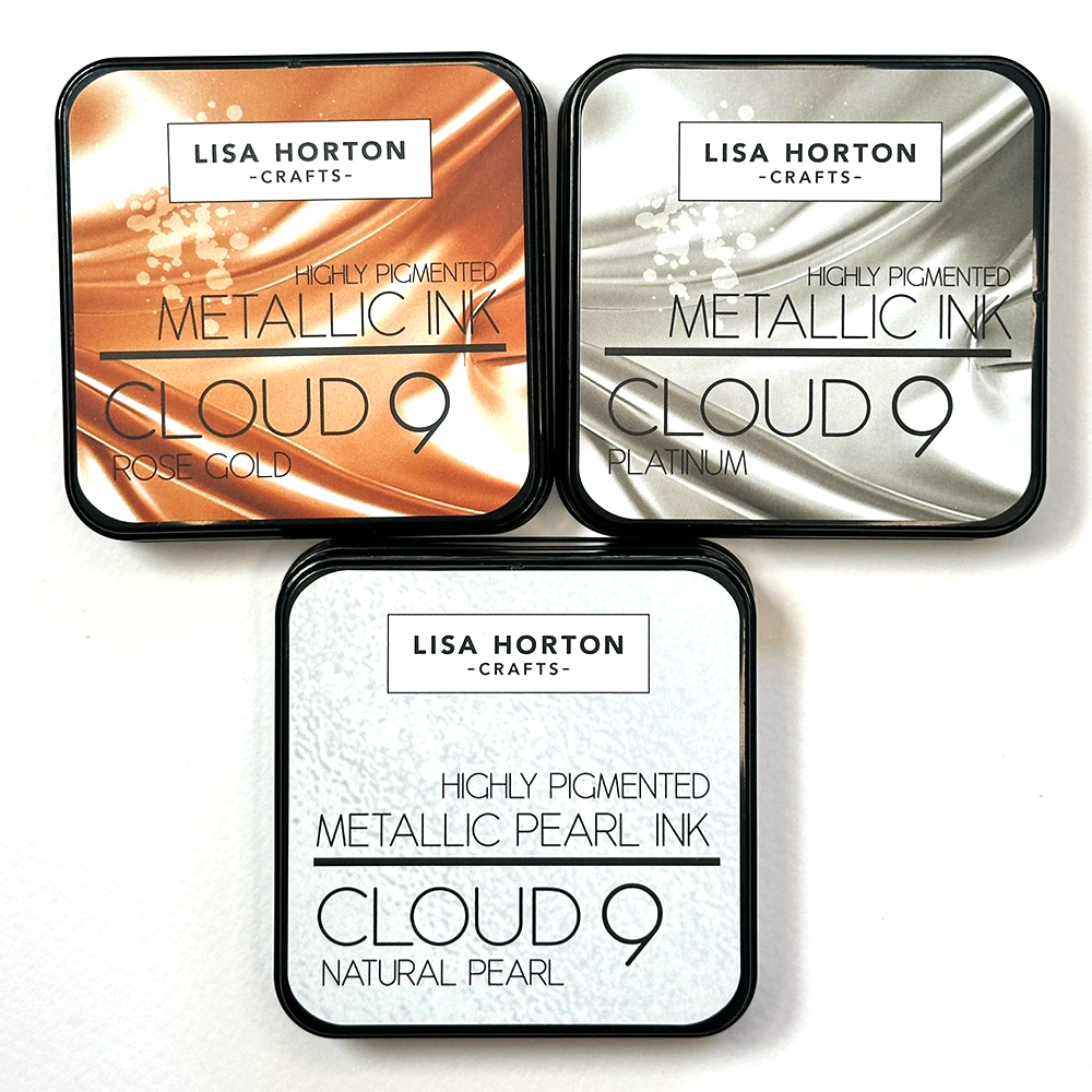 Lisa Horton Crafts Natural Pearl Platinum and Rose Gold Metallic Set of 3 Limited Edition Ink Pads lhcip247