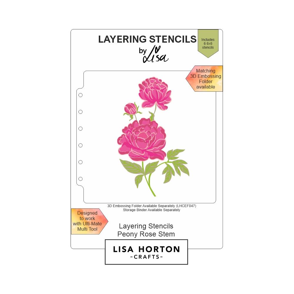 Lisa Horton Crafts Peony Rose Stem Stencil Set lhcas023