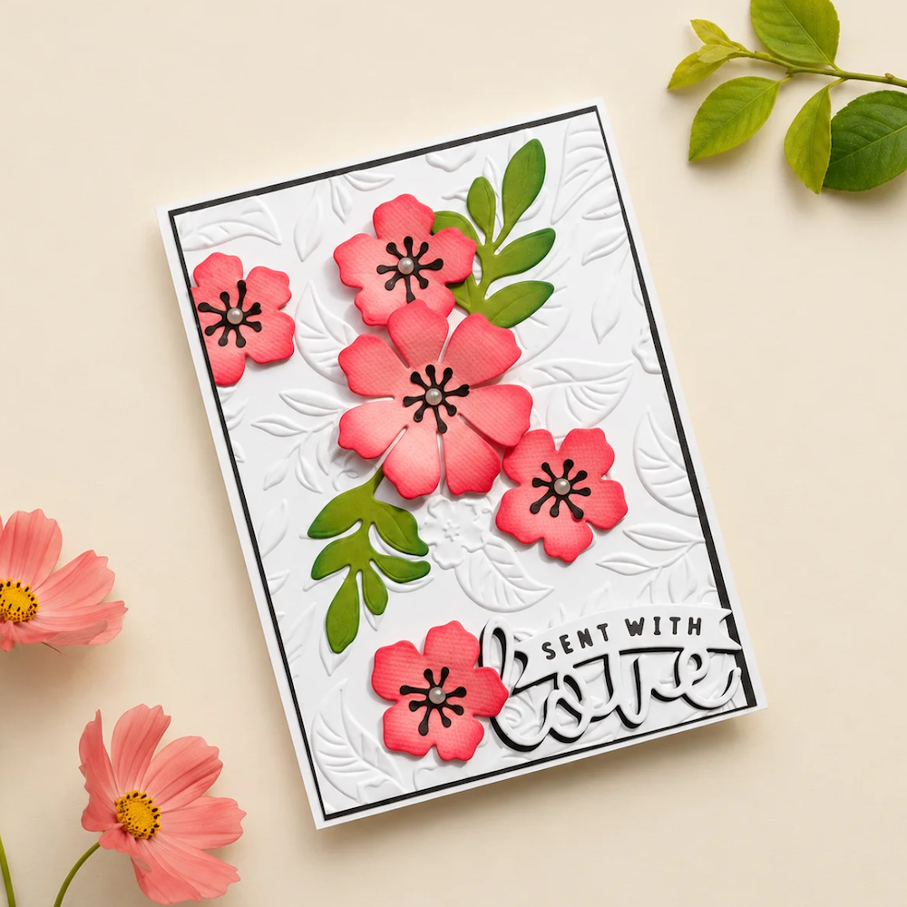 Lisa Horton Crafts Perfect Posie 3D Embossing Folder lhcef278 sent with love