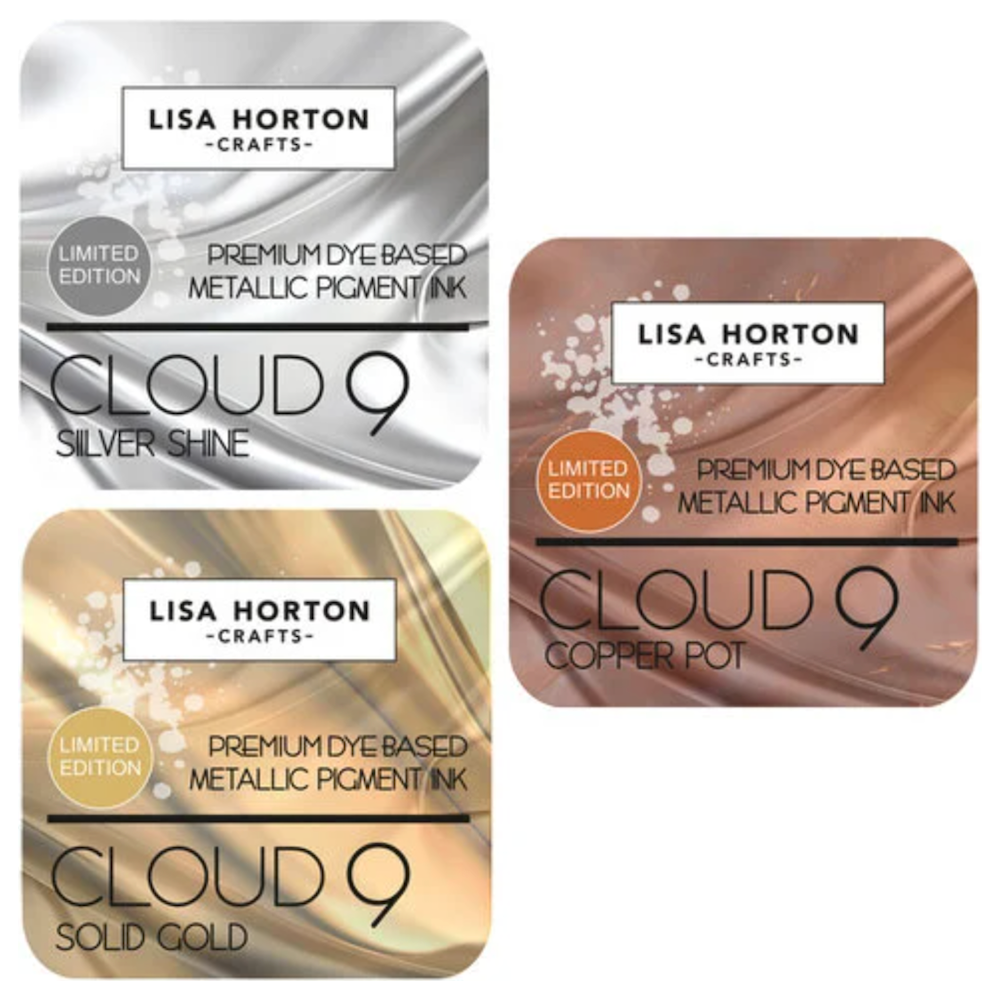 Lisa Horton Crafts Silver Gold and Copper Metallic Set of 3 Limited Edition Ink Pads lhcip179