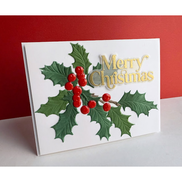 Simon Says Stamp Embossing Folder Gathered Holly sf521 Christmas Card | color-code:ALT03